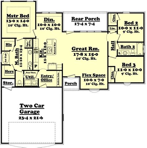 They may save square footage with slightly smaller bedrooms and fewer designs with bonus rooms or home offices, opting instead to provide a large space for entertaining needs. . 1500 square foot house plans open concept